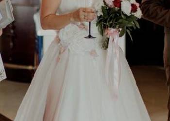 Suknia ślubna -ombre brudny róż i kwiaty