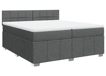 Łóżko kontynentalne z materacem ciemnoszara tkanina 200x200 cm WM-3289476