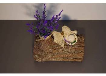Dekoracja rustykalna z lawendą – drewniana kompozycja handmade / boho