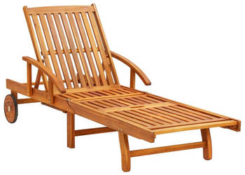 Leżaki z poduszkami i stolikiem 2 szt. lite drewno akacjowe WM-3077347