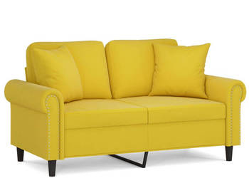 2-osobowa sofa z poduszkami żółta 120 cm aksamit WM-3200941