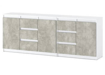 Komoda Do Salonu 6 Szuflad 200cm Młodzieżowa Szafka Agnes Biały Mat Beton