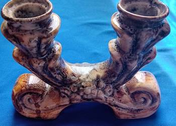 Dwuramienny świecznik Jasba Keramik - Niemcy, około połowy  XX w.