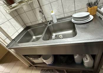 Stół dwukomorowy ze stali nierdzewnej - 200x75 cm