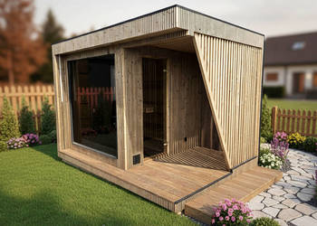 SAUNA OGRODOWA MODERN LUX z przedsionkiem otwartym