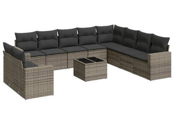 11-cz. zestaw mebli ogrodowych z poduszkami szary rattan PE WM-3251517