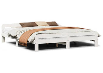 Łóżko bez materaca białe lite drewno sosnowe 200x200 cm WM-855461