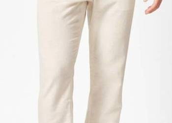 LIVERGY spodnie męskie z lnem i bawełną, rozmiar L (52-54), kolor beżowy