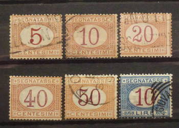 ZNACZKI WŁOCHY 1870-1925 r - opłata pocztowa.