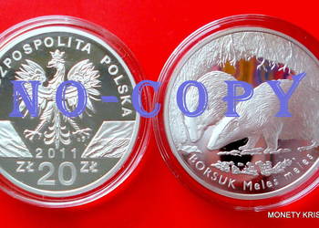 20 zł - 2011r - BORSUK - Ag925 - Mennicza - NBP 20 zł - 2011r - BORSUK - Ag925 - Mennicza - NBP