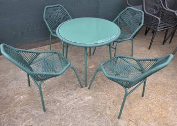 Zestaw mebli ogrodowych 4 krzesła + okrągły stół technorattan CUDNY