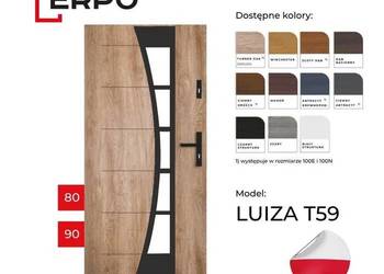 Drzwi wejściowe 80 lub 90 prawe dąb turner 72mm ciepłe, NOWOŚĆ