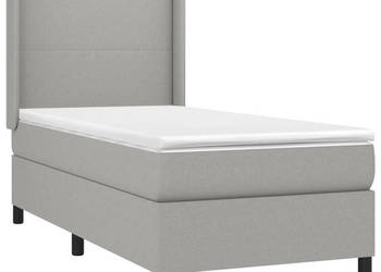 Łóżko kontynentalne z materacem jasnoszare tkanina 100x200cm WM-3138133