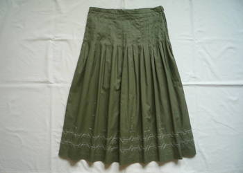 H&M 38/M Zielona khaki długa spódniczka haft