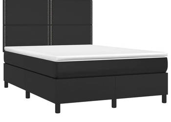 Łóżko z Materacem Kontynentalne Czarne Ekoskóra LED 140x200cm WM-3135885