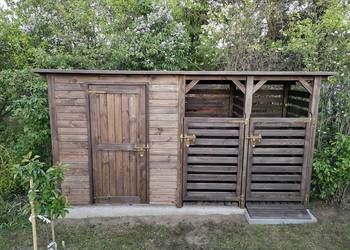 Domek narzędziowy 2 x 1,1m + drewutnia 1 x 1,1m + zadaszenie