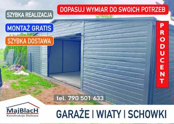 Garaż Blaszany GRAFITOWY + Bramy Uchylne - Garaże Blaszane – Maj-Blach