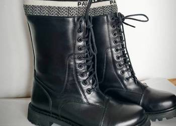 Buty kozaki christian dior CD gwiazda skóra naturalna skórzane czarne