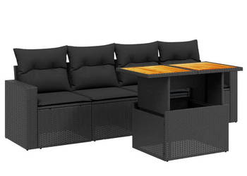 5-cz. zestaw wypoczynkowy do ogrodu poduszki czarny rattan PE WM-3271188