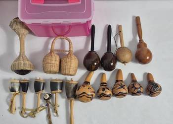 Zestaw 17 instrumentów etnicznych | Tykwy, Róg, Caxixi | Muzykoterapia & Et