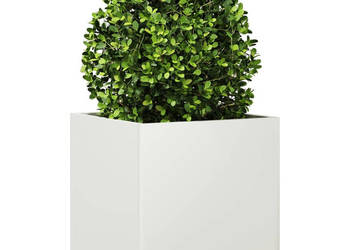 Donice ogrodowe 2 szt. białe 40x40x40 cm stalowe WM-851202