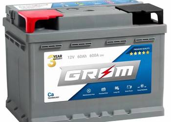 Akumulator 60Ah 600A EN GROM Premium DTR Lewy Plus