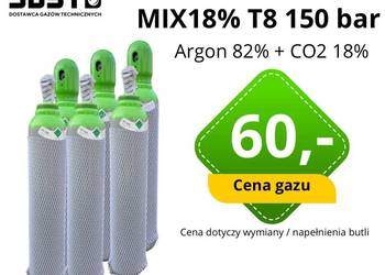 Wymiana butli MIX 18% T8 8L 150bar – Gazy Techniczne JUSTO Nowy Sącz