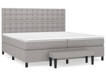Łóżko kontynentalne z materacem jasnoszare tkanina 200x200 cm WM-3136941