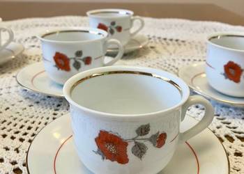 Piękny zestaw do kawy herbaty filiżanki porcelana Karolina maki