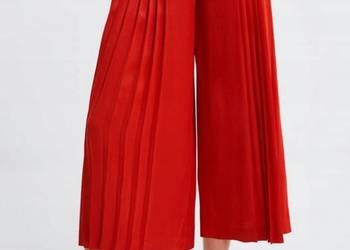 ZARA CZERWONE PLISOWANE SPODNIE DZWONY KULOTY 38 M