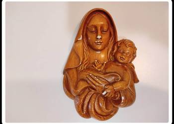 Płaskorzeźba gipsowa figurka Maryja z Dzieciątkiem