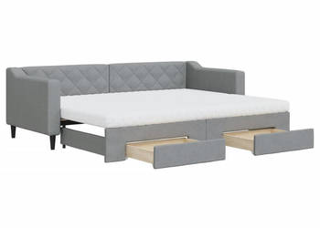 Sofa rozsuwana z szufladami jasnoszara tkanina 80x200 cm WM-3197475