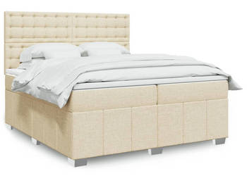 Łóżko kontynentalne z materacem kremowe tkanina 200x200 cm WM-3291794