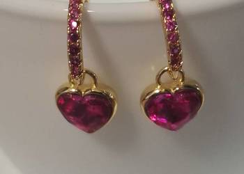 Pozłacane kolczyki ze srebra 925,różowe serca