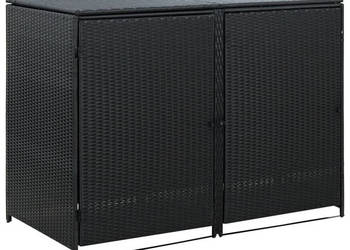 Osłona na 2 kosze na śmieci polirattan czarna 148x80x111 cm WM-43887