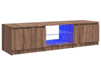 Szafka pod TV z LED brązowy dąb 140 x 40 x 355 cm WM-822683