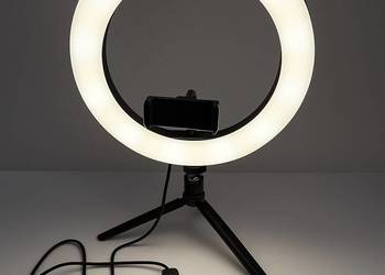 lampa pierścieniowa LED ze statywem i uchwytem na smartfona