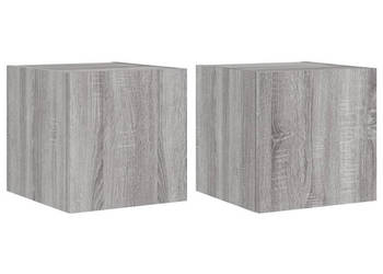 Ścienne szafki TV z LED 2 szt szary dąb sonoma 305x35x30 cm WM-837229
