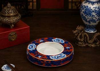 Zabytkowa Porcelanowa Japońska Popielnica Sygnowana