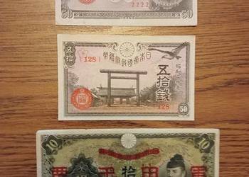 Banknoty Japonia 3 sztuki
