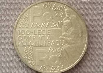 moneta 2 zł okolicznościowa Odkrycie Polonu i Radu rok 1998