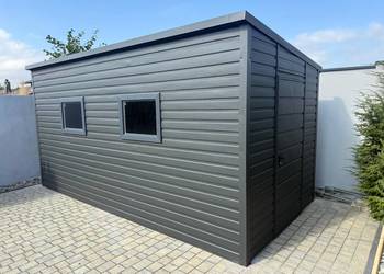 Domek ogrodowy narzędziowy 2.5×5 spad na prawo ciemny Grafit MAT