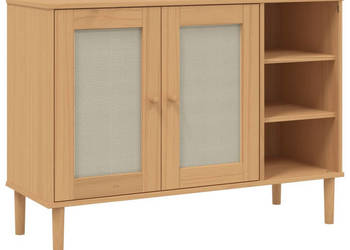 Szafka SENJA imitacja rattanu brązowa 112x40x80 cm sosnowa WM-358028