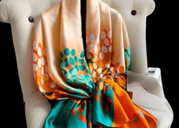 Luksusowa chusta szal apaszka 80x180 jak jedwab lekka i ciepła,