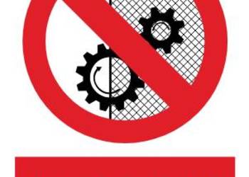 Naklejka BHP Zakaz zdejmowania osłon podczas pracy urządzenia GC044