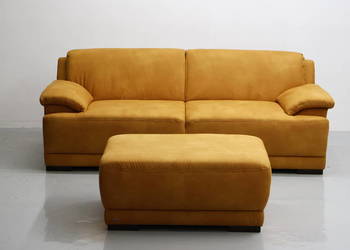 TPP sofa 3- osobowych + Pufa KANAPA tkanina ZAMSZOWA morelowa salon poczeka