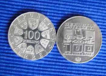 Zestaw 2 monety srebrne z 1976 r. 100 Schillingów
