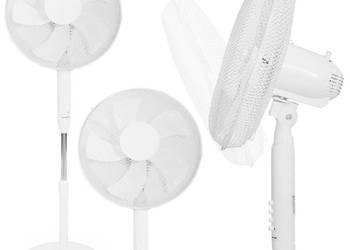 Wentylator podłogowy wiatrak stojący 45W 3 tryby pracy 5 łopatek biały
