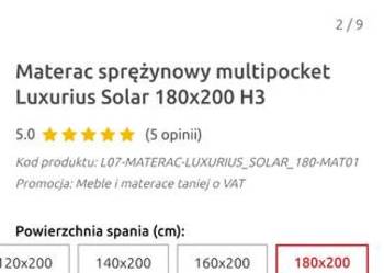 Sprzedam materac nowy 180x200