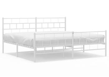 Łóżko Metalowe Białe Rama Łóżka Ze Stelażem Biała 193x203 cm WM-355732